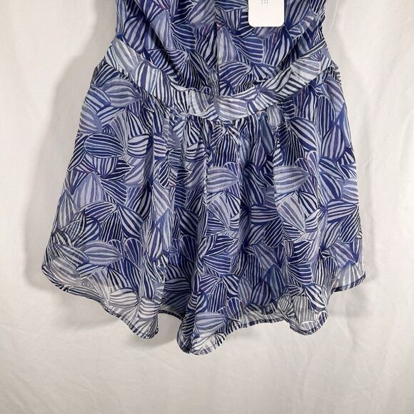 New L'Astiste Romper Women Medium White Blue Sleeveless Zip Back Lightweight - Picture 3 of 7